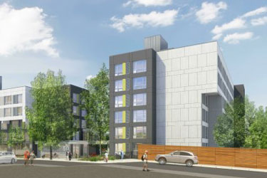 A rendering of Burns Apartments in Cambridge, Mass.