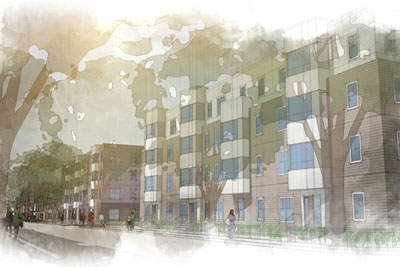 A rendering of the Anne M. Lynch Homes at Old Colony in South Boston
