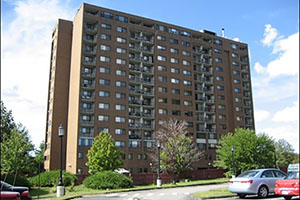 A photo of Riverside Towers in Medford, Mass.