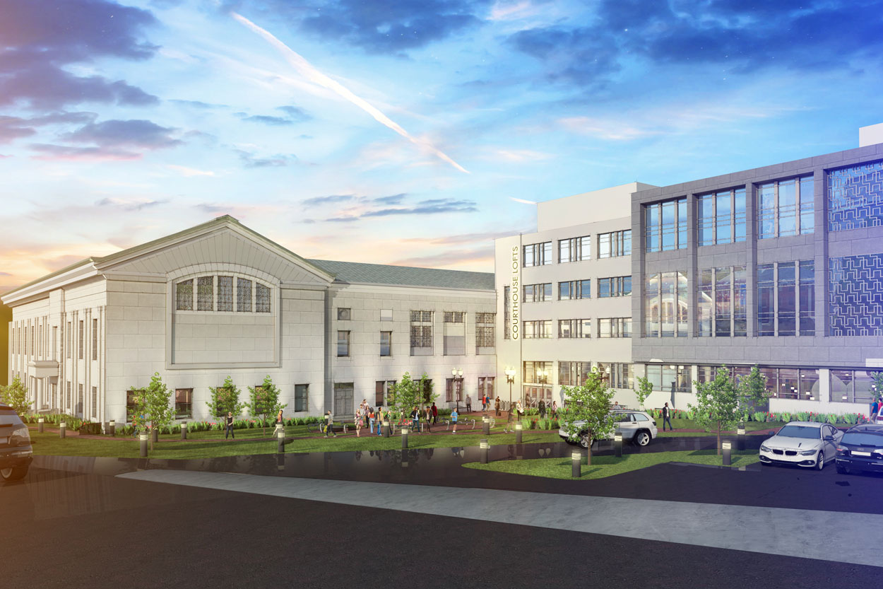 A rendering of the Worcester Courthouse Apartments