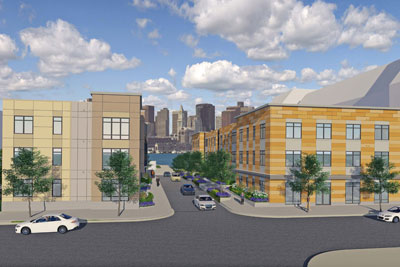 A rendering of Clippership Apartments and Condominiums in East Boston