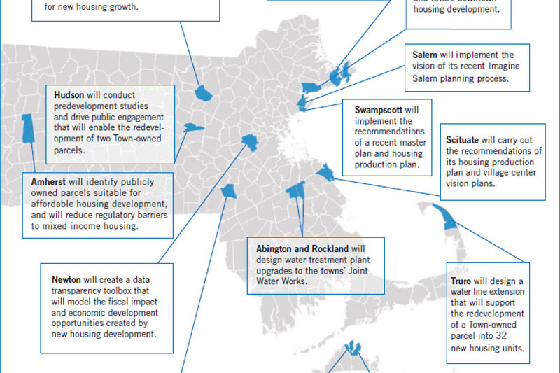 A map of Planning for Housing Production Grant recipients